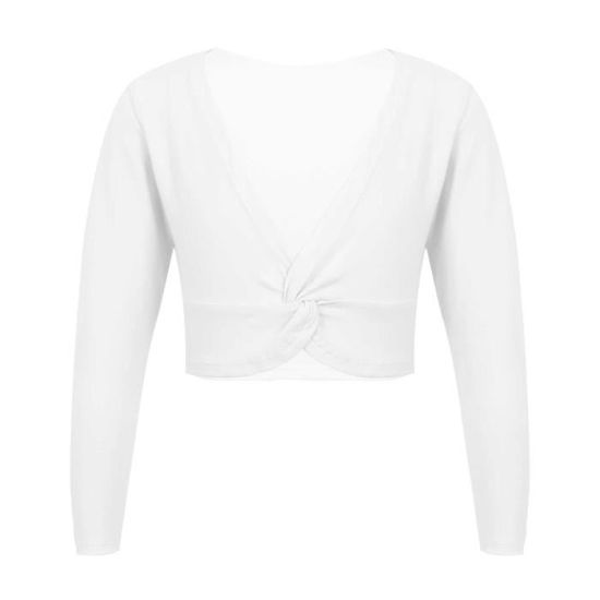 CHEMISIER CACHE-CŒUR FEMME - Manches Longues, Croisé, Col V Profond, Pour Yoga, Sport, Pilates (nylon/spandex, Blanc, S/M/L)