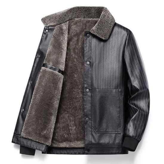 Veste En Croûte De Cuir Gris Foncé/noir - Taille 38, Doublée - Occasion Très Bon état