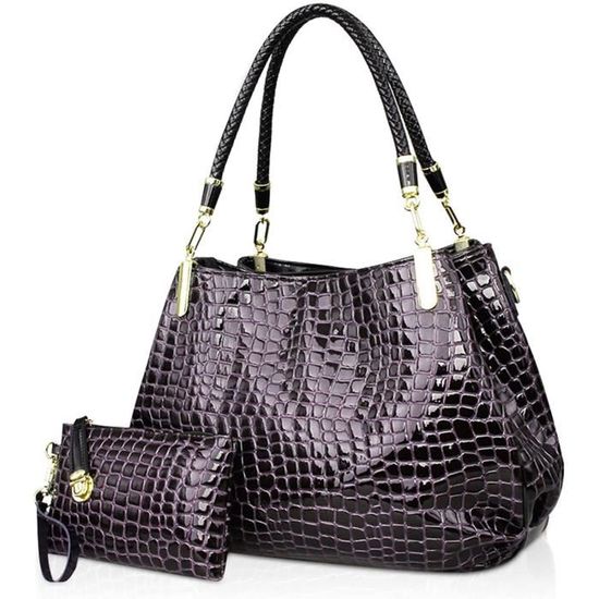Sac à Main Femme Grand Fourre-Tout En Cuir PU - Bandoulière, 37x27x14cm, Poches Zippées, Léger Et Élégant