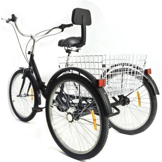 HUSPOO Tricycle pliable pour adulte de 24 , 3 roues, 7 vitesses, avec LED et lumière, panier à légumes, tricycle pliable pour les loisirs, le shopping, le transport (blanc HUSPOO Tricycle pliable pour adulte de 24 , 3 roues, 7 vitesses, avec LED et lumière, panier à légumes, tricycle pliable pour les loisirs, le shopping, le transport (blanc