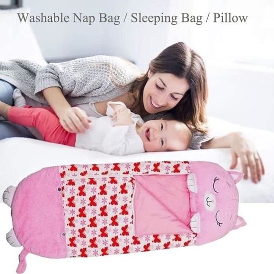 Sac De Couchage Enfant Happy Nappers – Chat Rose – Motif Papillon – 137x50 Cm