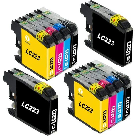 faedra 8er Druckerpatronen ersetzt für Brother LC223 LC-223 XL LC 223 Tintenpatrone (8er-Set