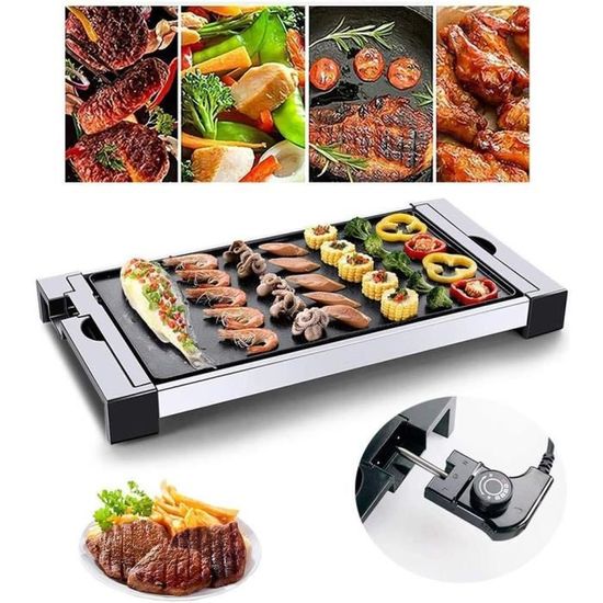 Plaque Teppanyaki Électrique Beper 90.386 - XXL 70x24 Cm Anti-Adhésive - 5 Températures - Cuisson Saine Sans Graisse