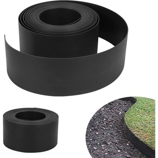 Bordure De Pelouse Flexible KESSER - 50m X 5cm (H) - Lot Avec 250 Piquets + 5 Paires De Gants - Pour Allées, Parterres, Séparation