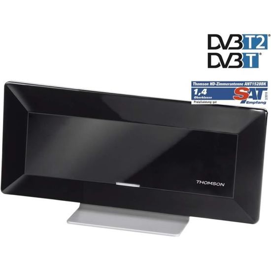 Antenne Intérieure HD Plate Thomson ANT1528BK - Pour TNT, DAB, Avec Amplificateur Et Filtre Anti-bruit
