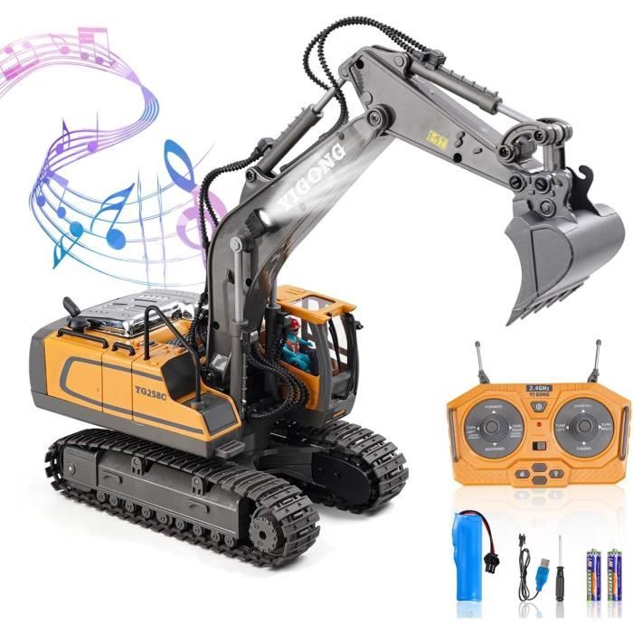 Daioller Excavateur Télécommandé Pour Enfants,Excavateur RC Recharg Avec Pelle En Metalvehicules De Constructionexcava Amz B