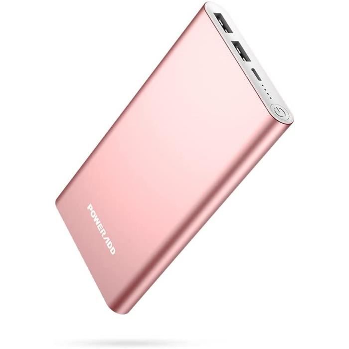 10 000 mAh rose doré Pour iPhone Samsung Glaxy Huawei iPad Avec boîtier en aluminium Avec 2 sorties USB 5 V/3,1 A Xiaomi Batterie externe Pilot 2GS 