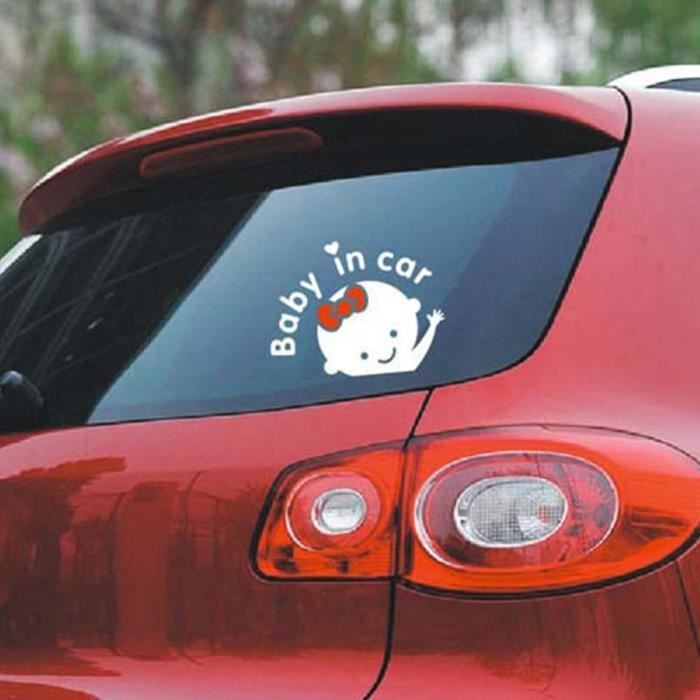 Autocollant de fenêtre imperméable Bébé dans la voiture de Signe Vinyle imperméable Matériel Blanc rouge -YES