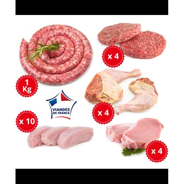 Colis de Viande Familial 4,3 Kg - Assortiment de viandes de qualité Origine France