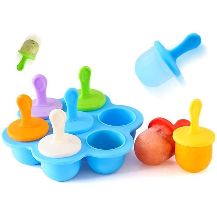 Moulle à Glace Silicone Mini moule à popsicle à 7 trous, moule à crème glacée en silicone réutilisable, bacs à glaçons antiadhésifs