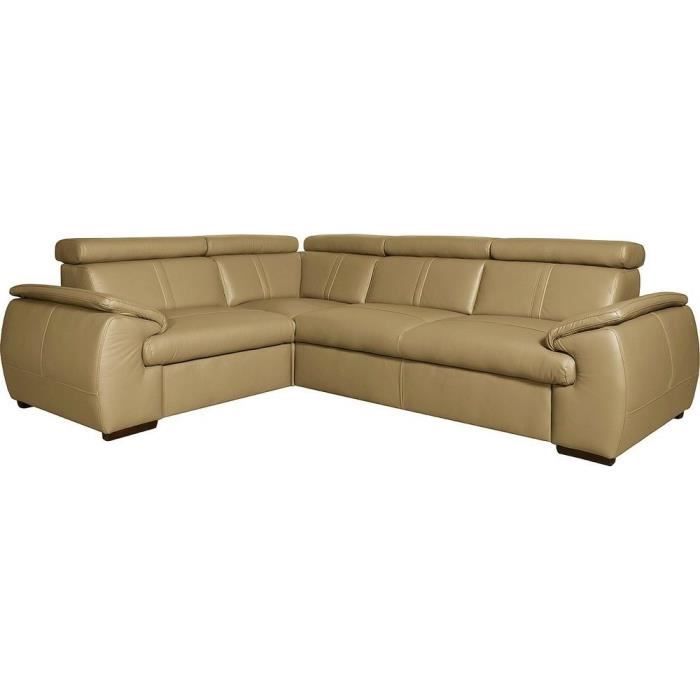 Canapé d'angle 5 places Beige Cuir Luxe Contemporain Confort