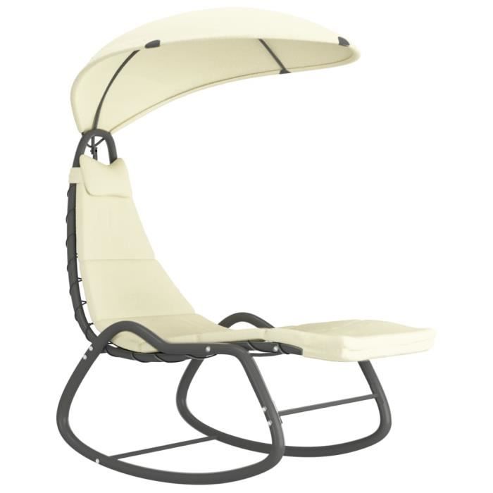 Balancelle de jardin- Grand Confort Toit balançoire exterieur terrasse balcon Crème 160x80x195 cm Tissu