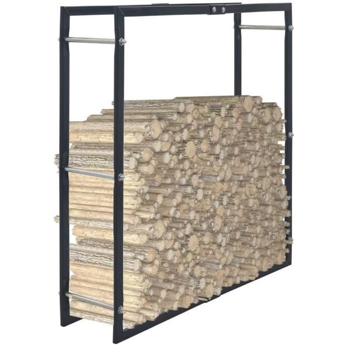 Elégant - Portant de bois de chauffage Haut de gamme - Abri Bûches Range Bûches Portant de stockage Noir 100x25x100 cm Acier @635971