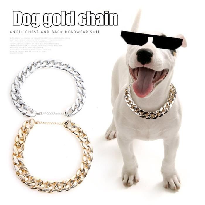 JAC1 Collier de chaîne réglable pour chien de compagnie collier de sécurité pour chat chiot plaqué or Punk pas de collier pour ani