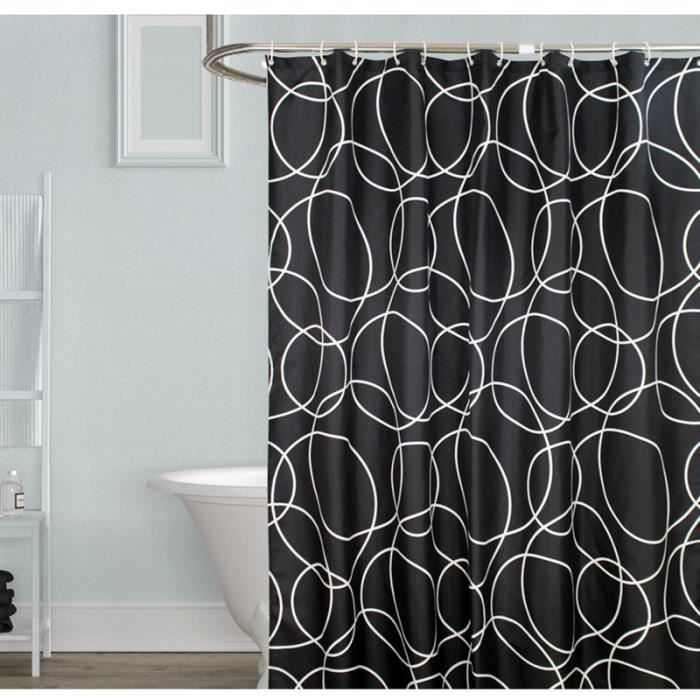 Rideau de Douche 180 large * 180 haut CM rideau de douche cercle noir épais rideau de douche imperméable