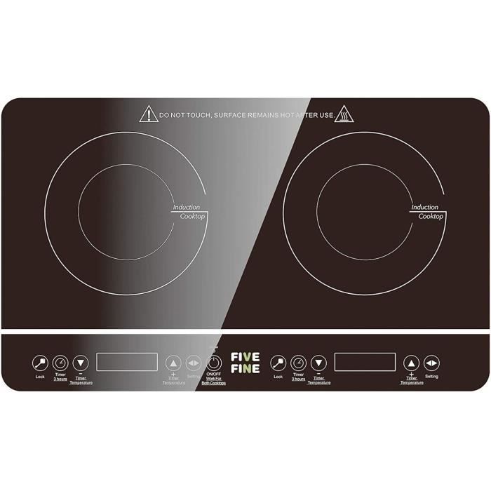 Plaque Induction Portable Double 3500W, 10 Niveaux de puissances, Contrôle Indépendant, Minuterie, Verrouillage de Sécurité
