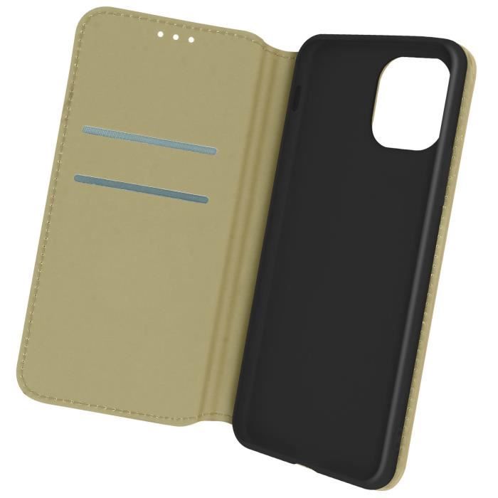 Housse Folio iPhone 12 Mini Portefeuille Fonction Support Vidéo doré Jaune