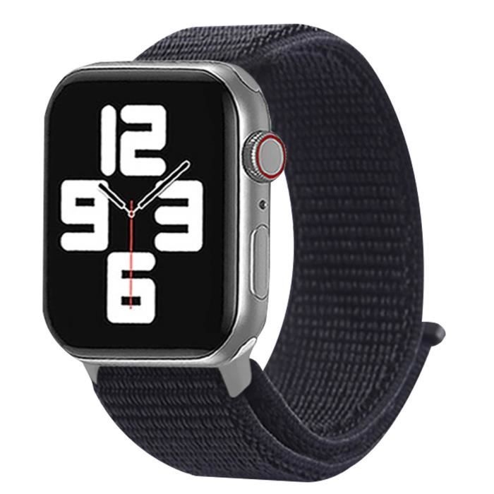 Bracelet pour Apple Watch 49mm, 45mm, 44mm, 42mm Nylon Tissé Ajustable Noir