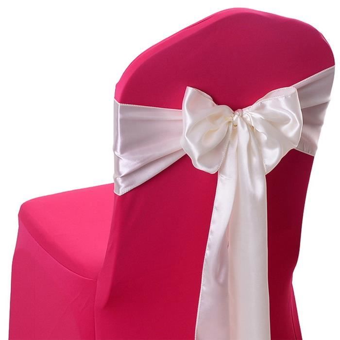10Pcs Nœuds Ruban de Housse Chaise en Satin Décor Mariage Fête Anniversaire Beige
