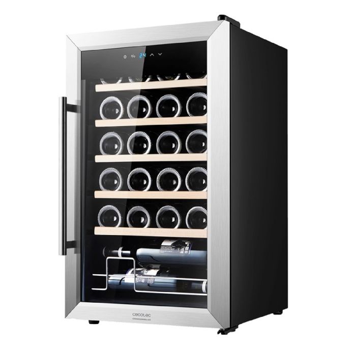 Cecotec Cave à Vin GrandSommelier 24000 Inox Compressor. Capacité pour 24 bouteilles, Rendement élevé avec Compresseur