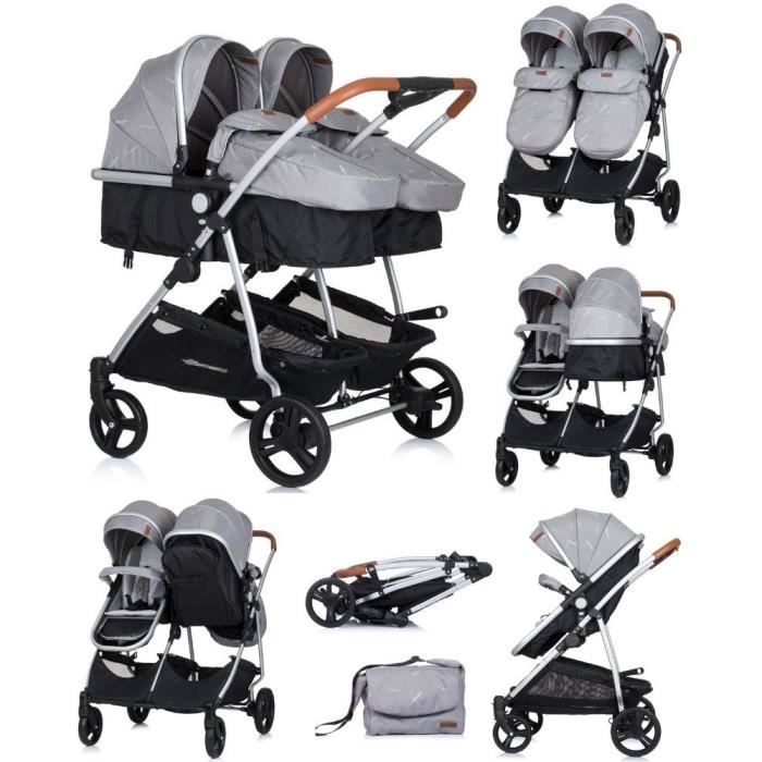 Chipolino Twin Baby Trolley Duo SMART ANTHRACITE