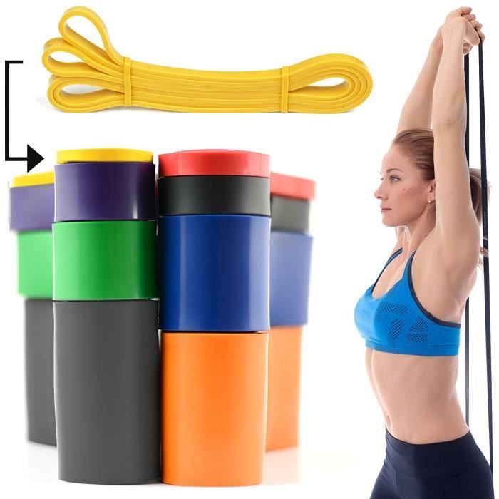 CKB LTD® 1x Fitness 5-15lb Resistance Band 0.64 cm JAUNE Bande De Résistance Bande Elastique Léger Pour Yoga Pilate Musculation