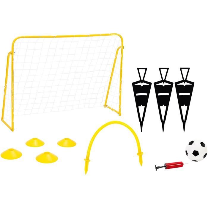 Kit Entrainement de Foot avec But, Ballon et Pompe Noir,Jaune