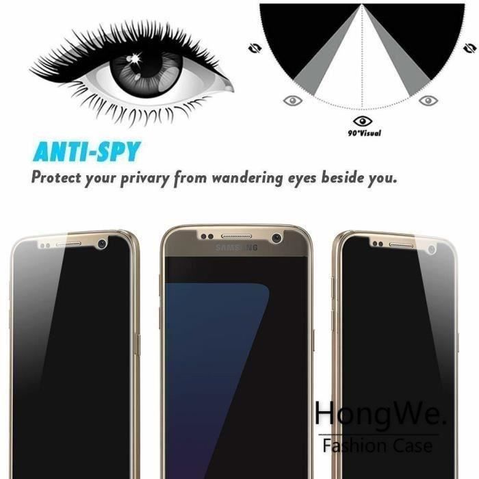 Film Protection en Verre Trempé Noir Anti Espion Anti-spy Samsung Galaxy A7 2017 - HongWe.