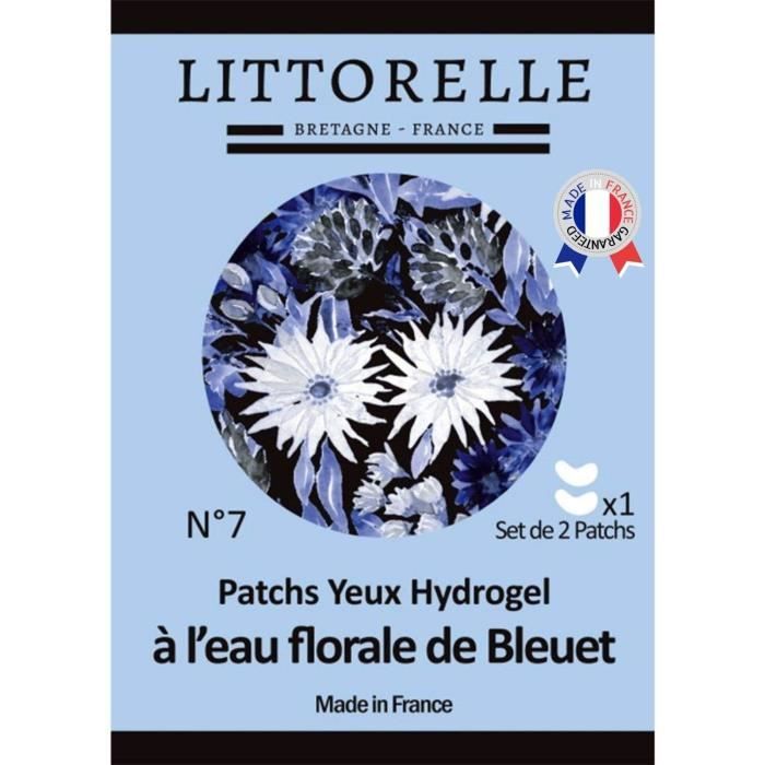 Patch Yeux Hydrogel à l’eau florale de Bleuet – Made in France – Hydrate, Apaise et Illumine le regard – Anti-cernes – Anti-poches