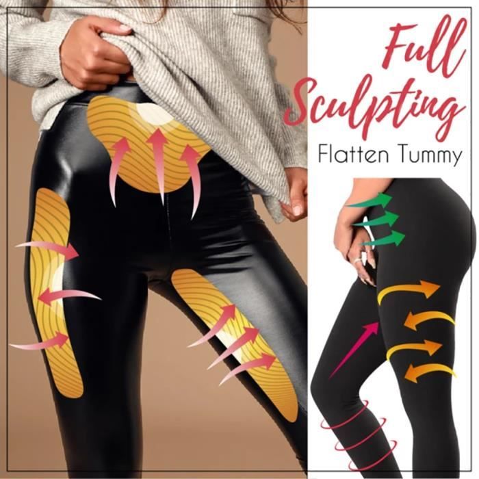 Stretch-Fit Faux cuir Shaper PU-taille haute Leggings pantalon chaud pour les femmes GJJ91101001BKL_Lavi