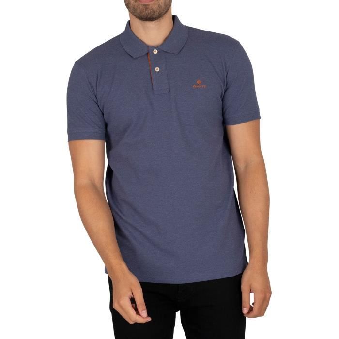 GANT Pour des hommes Polo en piqué de rugger à col contrasté, Bleu