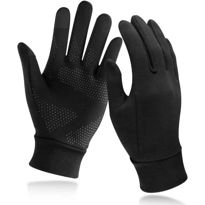 Gants,Gants Doublure Chauffants,sous Gants à Écran Tactile,Gants de Course à Pied Coupe-Vent Respirant Antidérapant,pour Vélo,XL
