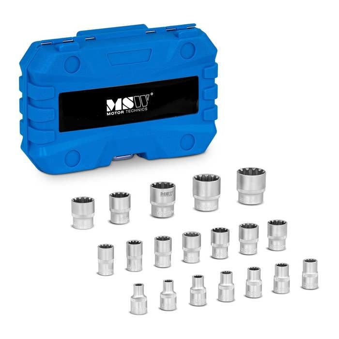 Coffret de 19 Douilles Femelles Pour Clé Cliquet Multi-Empreintes Étoile Torx
