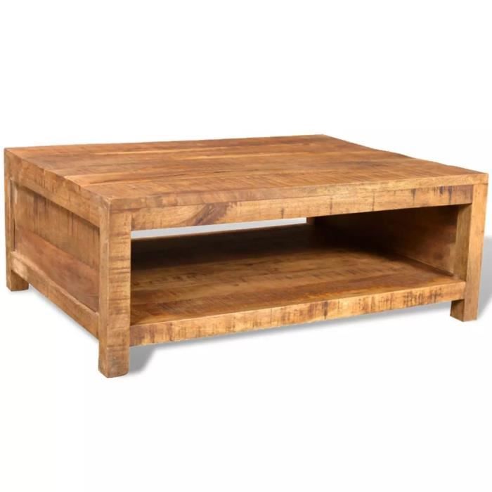 Table basse Bois massif de manguier 80 x 60 x 30 cm (L x l x H) Avec un grand compartiment pour le stockage