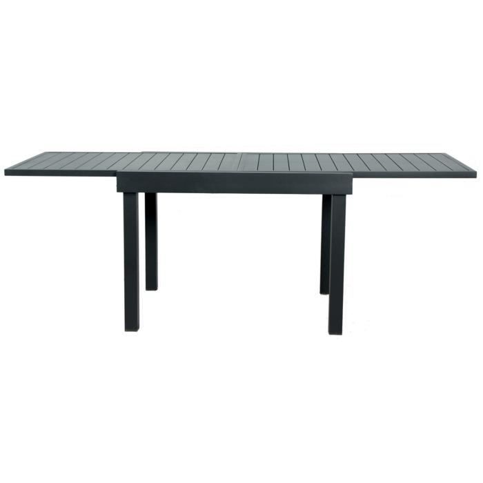 Table de balcon extensible en aluminium coloris anthracite - 106-212 x 75 x 75 cm