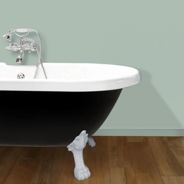 Baignoire ilot Charly ovale noire et blanche avec piétements blanc