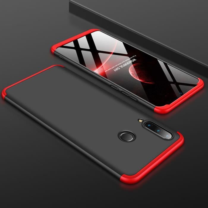 Coque Huawei P30 Lite avec Verre Trempé Protection 360 Degrès 3en1 PC dur Bumper Anti-Choc Etui Housse pour Huawei P30 Lite, Rouge
