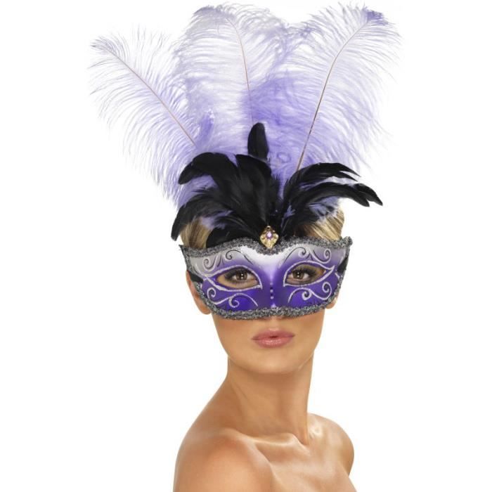 Masque vénitien violet Taille Unique
