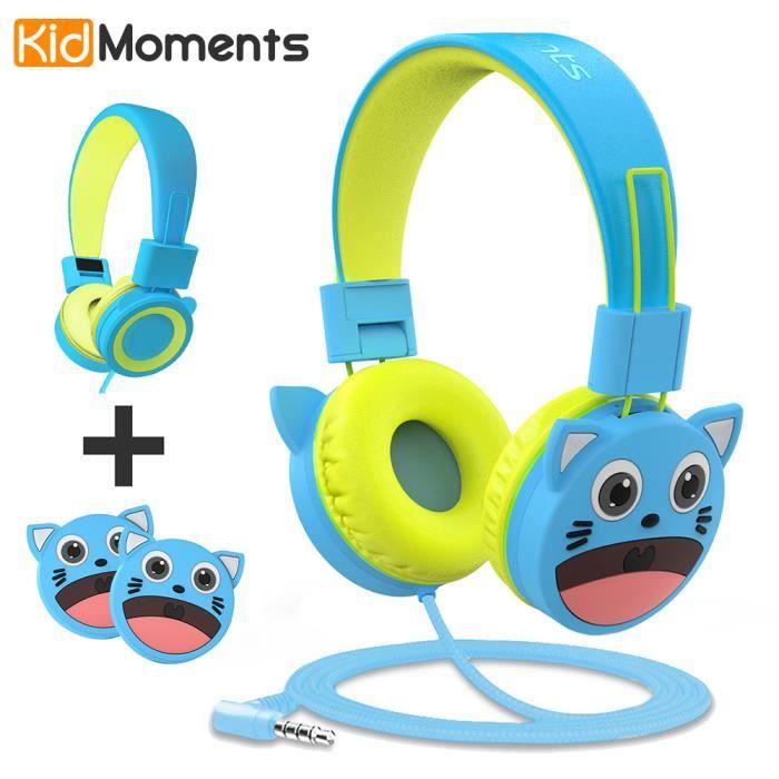 Casque pour enfants d’animaux de dessin animé, bandeau réglable, réduction du bruit stéréo, fait de matériaux de qualité alimentaire