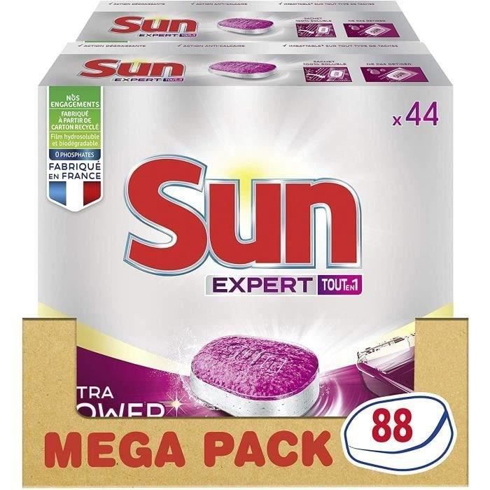 SUN Tablettes Lave-Vaisselle Tout-en-1 Expert Power - 88 Lavages (Lot de 2x 44 Lavages) - 1,540 kg