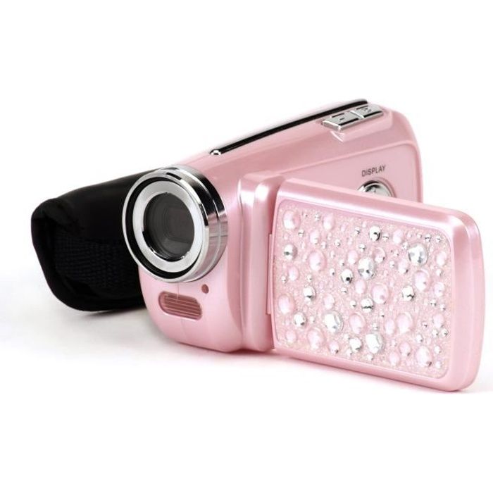 TEKNOFUN Caméra Vidéo Numérique enfant rose 5 MP Girly Strass