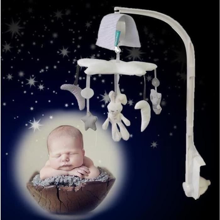 jouet enfant lit Mobile Hanging rotatif crèche cloche avec lapin Moon Star bébé boîte à musique