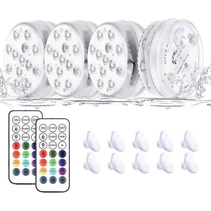 Lumière Led Submersible 2 Pcs,Eclairage Piscine Led Sous L'Eau Ip68 Étanche 16 Rgb Couleurs Lumière Led Submersible 2 Pcs,Eclairage Piscine Led Sous L'Eau Ip68 Étanche 16 Rgb Couleurs