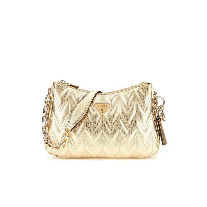 Sac De Soirée GUESS Brillant à Paillettes Doré - Pochette Mini Avec Chaîne Amovible Pour Occasions Festives