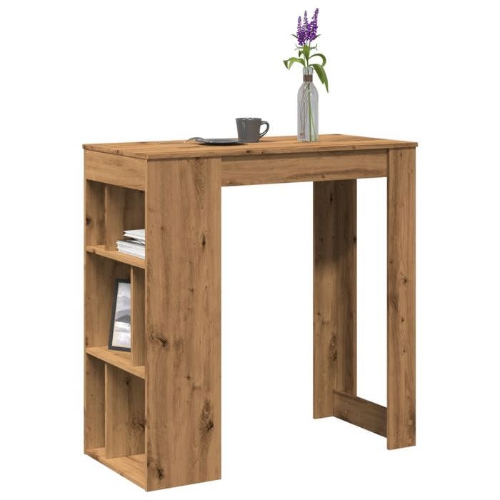 vidaXL Table de bar avec étagères chêne artisanal bois dingénierie table de pub table haute table de tabouret de bar 854363