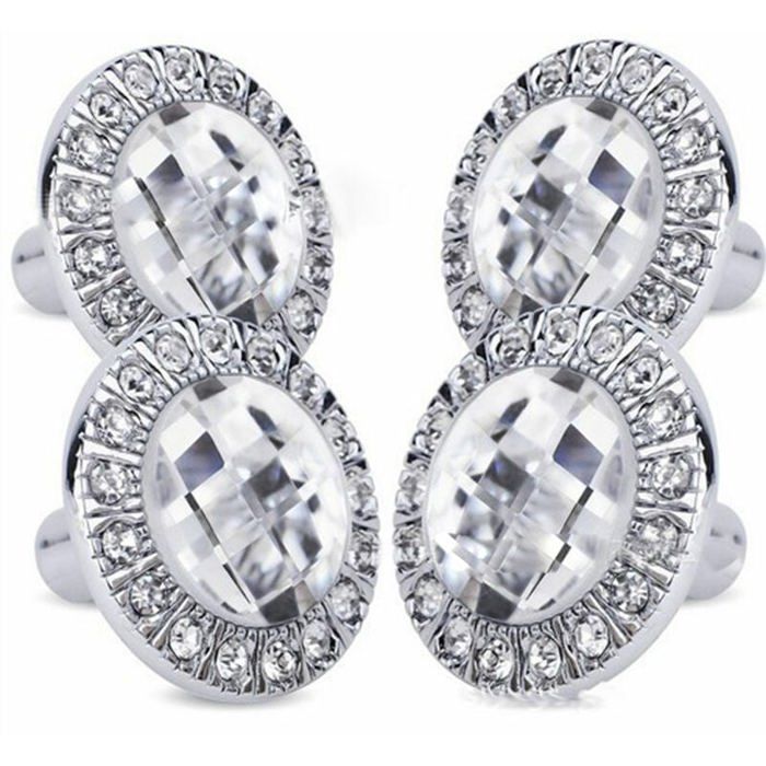 Bouton de porte - LARGEIGHT - 30mm - Cristal - Strass - Argent - Lot de 4