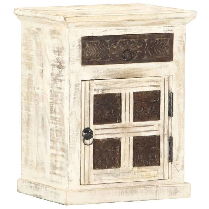 vidaXL Table de Chevet Table de Nuit Armoire de Chevet avec 1 Tiroir et 1 Porte Chambre à Coucher Blanc 40x30x50 cm Bois de 285896