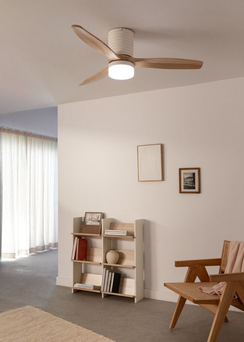 Ventilateur de plafond - Create - Avec lumière - Silencieux - Ø132 cm - Bois clair - Create