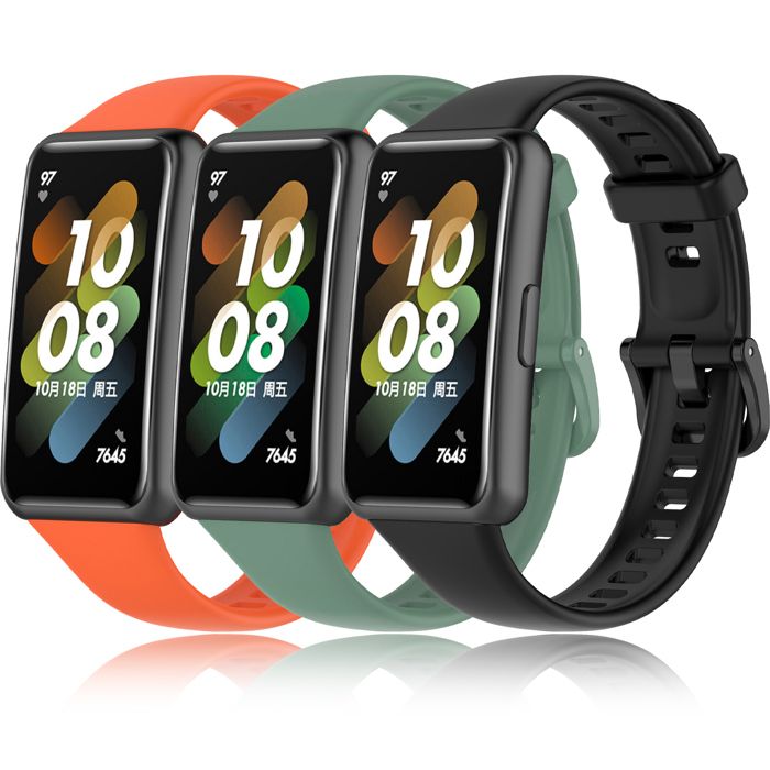 3 Pièces Bracelet Compatible avec Huawei Band 7 Bracelet Silicone Sport Sangle de Remplacement Compatible Huawei Band 7 NFC Edition