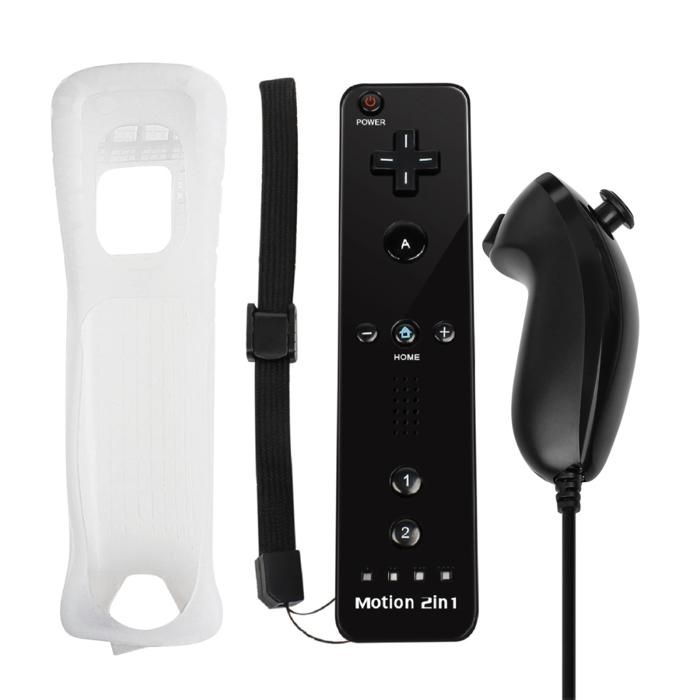 Manette Wii + Nunchuck – Wiimote avec Motion Plus Intégré – Compatible Nintendo WiiWii U – Télécommande Sans Fil – GAVI STORE